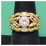 .925 Sterling & CZ w/Gold Tone overlay Ring Size