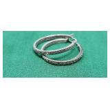 .925 Sterling  China Hoop Earrings 4.76g