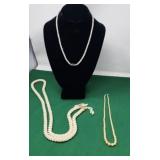 Pearl Necklace & Beaded Necklace W/Sterling Clasp