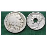 1943 Mercury Dime 1936 Buffalo Nickel