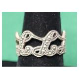 .925 Sterling Ring Cursive L Ring Size 8, 4.83g
