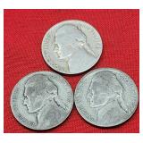 1943-D, 1943-S & 1943 35% Silver Jefferson
