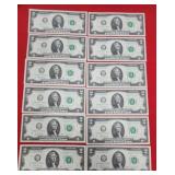 2017 A $2.00 Jefferson Bills In Sequential Order