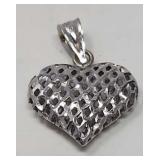 14k White Gold Dominican  Republic Heart Pendant