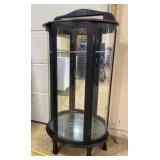 Black classic curved curio cabinet with light