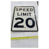 Metal speed limit 20 sign