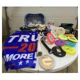 Trump flag, Mag-lite, disc golfï¿½s, baseball