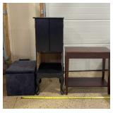 Foot stool with storage, jewelry cabinet without