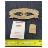 Brass captains corner wall mount sign USS