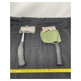 Coleman Hatchet and hatchet with green cover.