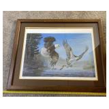 Framed Eagle print signed and numbered 858 out of