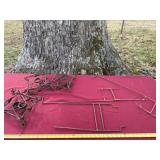 Body grip animal trap and stakes.