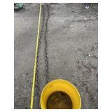 Log chain with two hook ends and bucket.