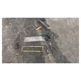 Hand saw side cuts, tin snips scissors