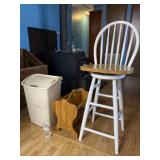 Trash can with flip lid, magazine rack and 29