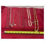 Mostly Silvertoned necklaces bracelet, pearl like