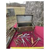 Steel Craftsman tool box with tools.
