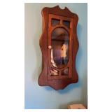 Solid oak wall mount shelf with door Avon
