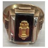 10K yellow gold class ring, 1961, with onyx,
