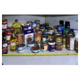 Canned goods, ketchup, salad dressing and broth.