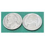 2-1943-S & P Jefferson 35% Silver Nickels