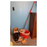 Mop and bucket with West Bend, coffee maker