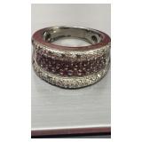 .925 Vintage Sterling Silver Ruby and Diamond
