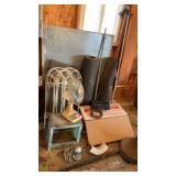 Contents on wall against wall, roofing liner, fan