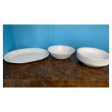 White cooler nine salad bowls, one serving bowl