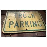 Green and yellow  aluminum metal truck parking