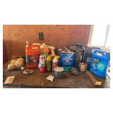 Contents on counter all partial bottles of oils,