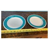 2) Corning 9" Bluegrass Turquoise Laurel Plate