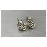 Sterling silver love, knot stud earrings, 1.70g