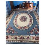 94 x 127 Classic Floral Wreath blue floral rug