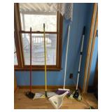 Brooms, mops and dustpan