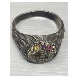 Sterling ring with real gemstones 6.70g