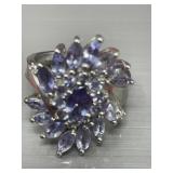 Sterling silver with TANZANITE clusters China