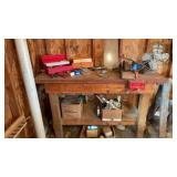 Workbench with Sears vice contents