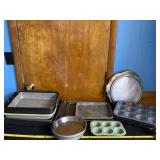 Cake, muffin and pie pans with cookie sheets.