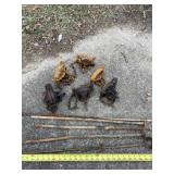 6 coil spring Victor traps with stakes.