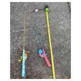 Two kids fishing poles.
