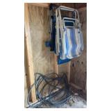 Hose and three fold up outdoor chairs