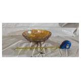 carnival glass footed oval fruit bowl