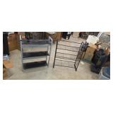 Two metal shelving units