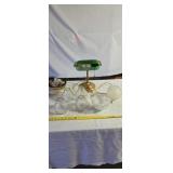 Vintage brass lamp, glass light shades