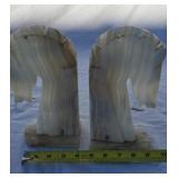 Vintage Marble Horse Head Bookends Hand Carved 9"