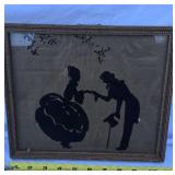 Reverse Painted Glass Silhouette Victorian