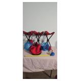3 portable red tripod folding stool, carrying