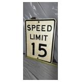 Old 15 mph speed limit sign aluminum