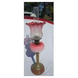 Sheffield Pedestal Art Glass Oil Lamp ca. 1800